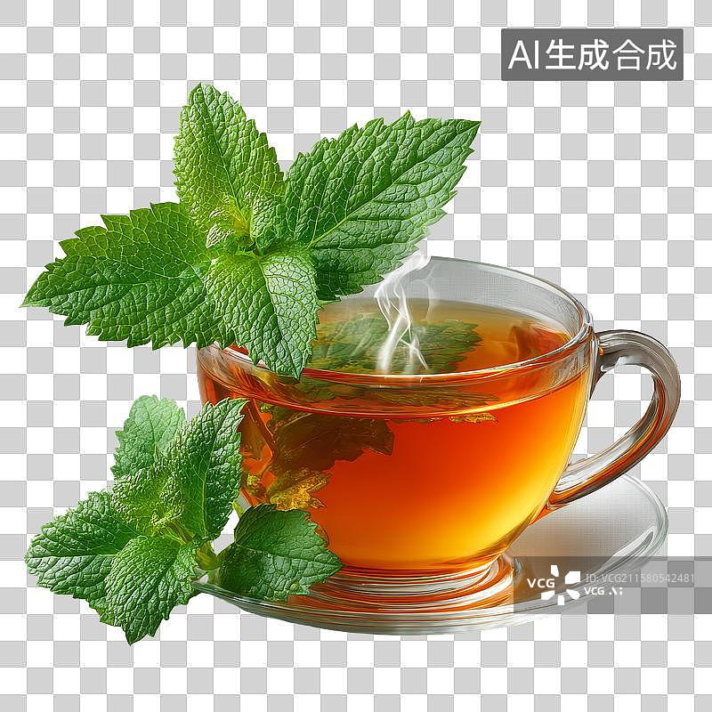 【AI数字艺术】热气腾腾的薄荷茶图片素材