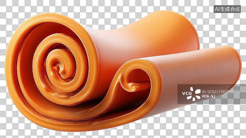 【AI数字艺术】橙色卷曲物体的立体渲染图图片素材