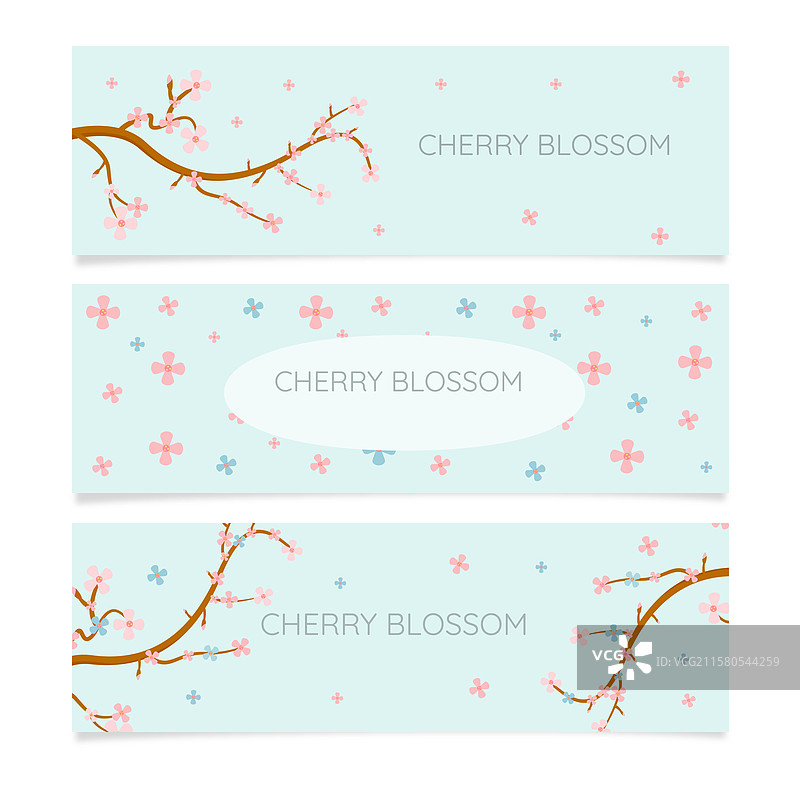 一组美丽的粉色和蓝色横幅图片素材