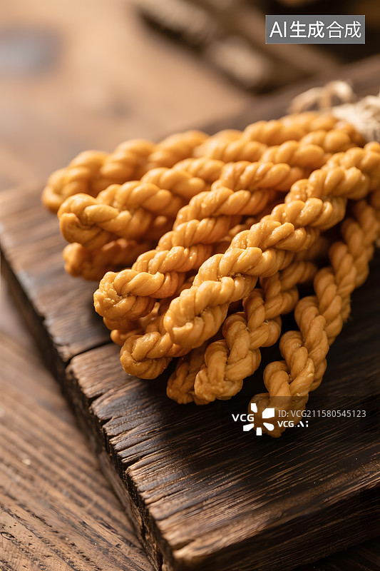 【AI数字艺术】天津麻花 酥脆香甜的麻花小吃图片素材