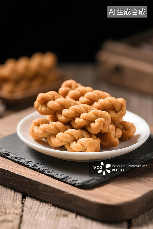 【AI数字艺术】天津麻花 酥脆香甜的麻花小吃图片素材
