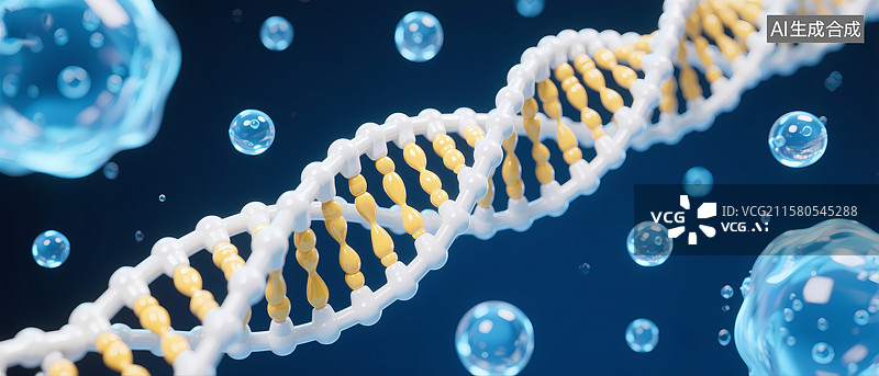 【AI数字艺术】DNA双螺旋结构的微观展示图片素材