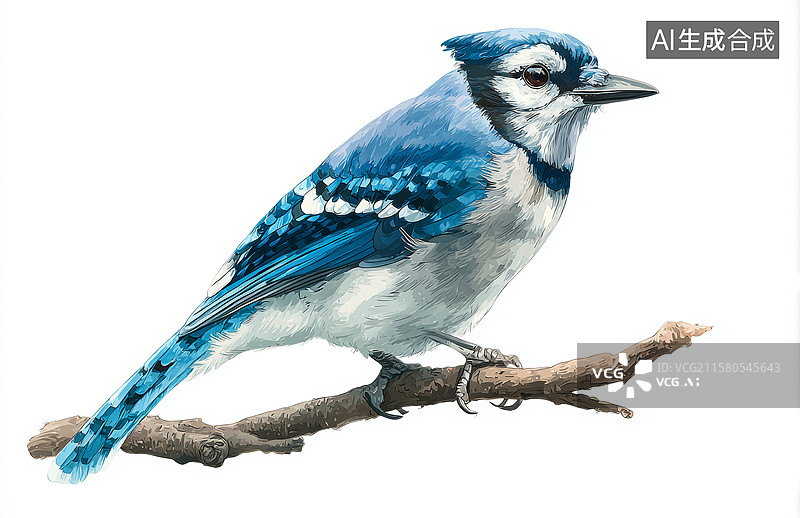 【AI数字艺术】蓝鸟栖枝自然之美图片素材