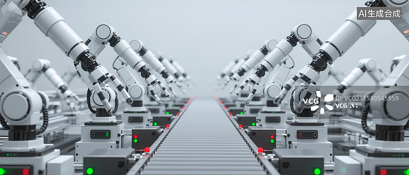 【AI数字艺术】自动化生产线上的机械臂图片素材