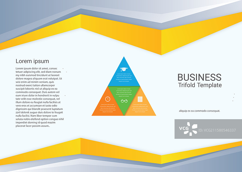 灰色和黄色的商业三折页模板图片素材