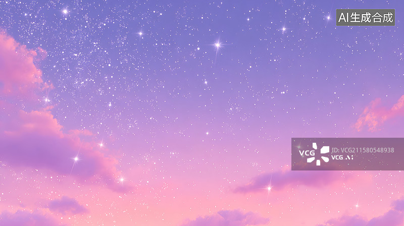 【AI数字艺术】紫色渐变梦幻星空插画背景图片素材