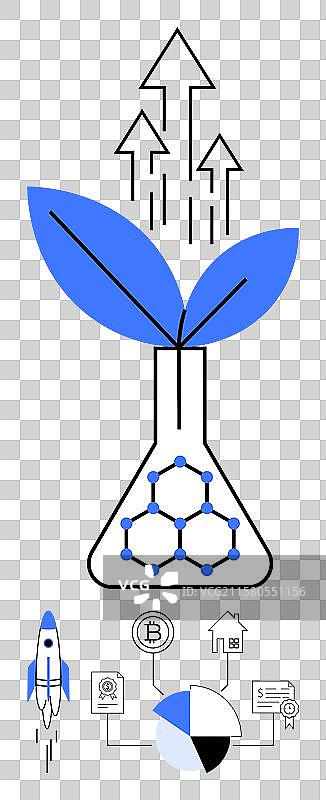 科学烧瓶中的植物生长概念图片素材