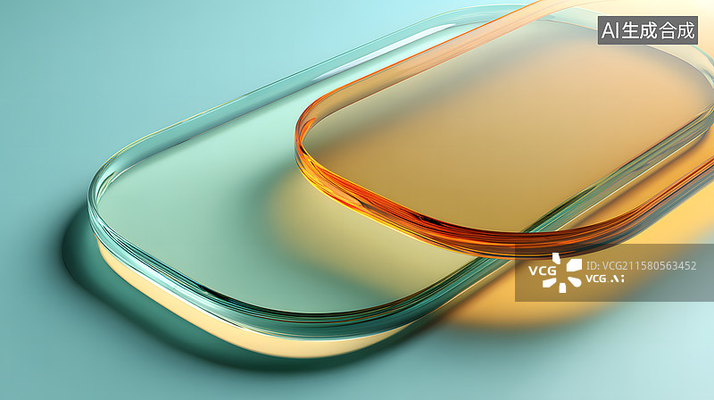 【AI数字艺术】透明玻璃容器与橙色液体图片素材