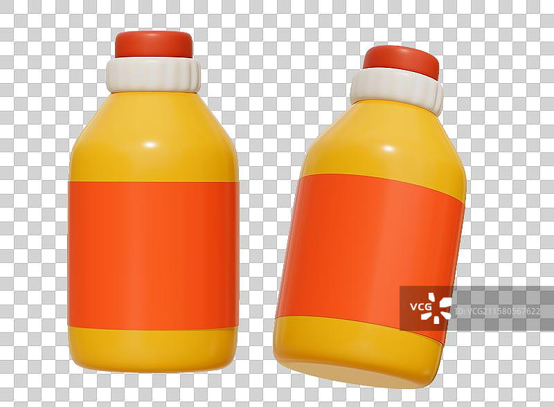 一桶油一瓶饮料3D卡通插画元素图片素材