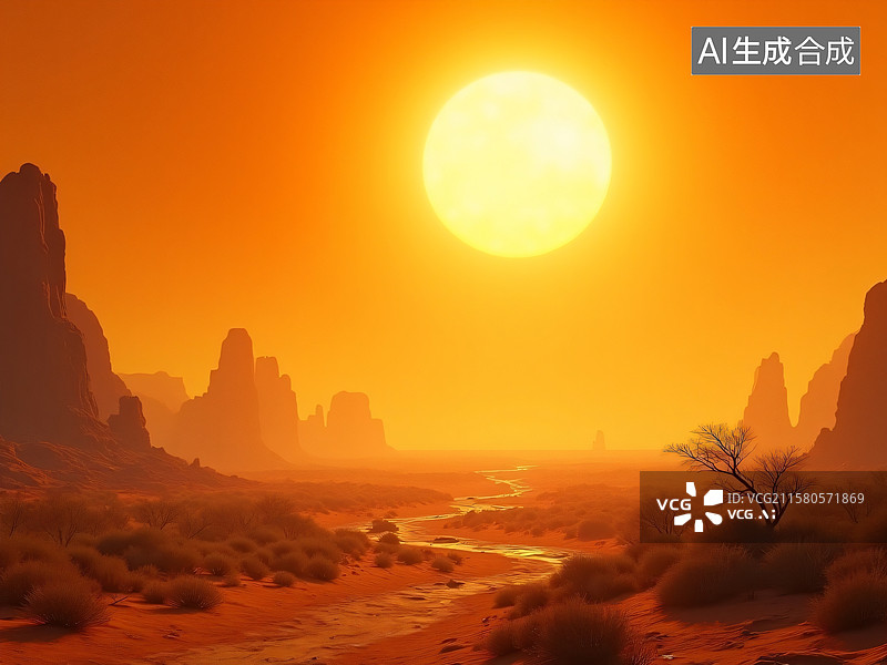 【AI数字艺术】大暑：盛夏骄阳下的炙热之景图片素材