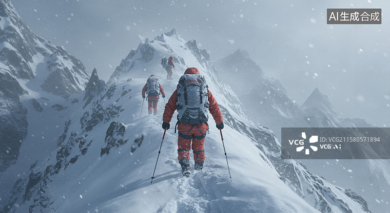 【AI数字艺术】雪山攀登者勇攀高峰图片素材