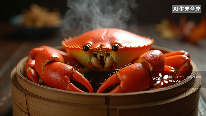 【AI数字艺术】金秋蟹宴：清蒸大闸蟹图片素材