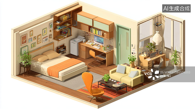 【AI数字艺术】现代简约风格的室内设计布局图片素材