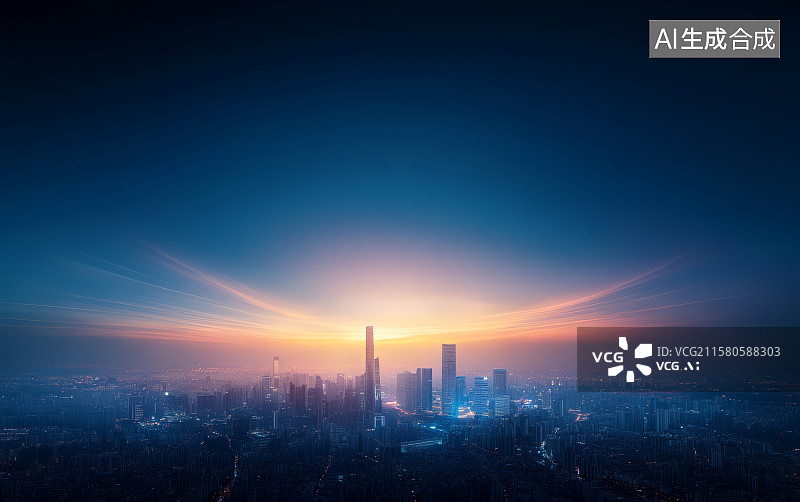【AI数字艺术】现代城市天际线景观图片素材