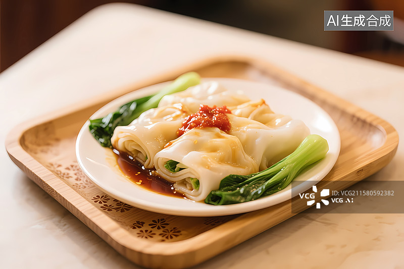 【AI数字艺术】中国各种特色美食，早餐面点，中餐正餐，肠粉图片素材