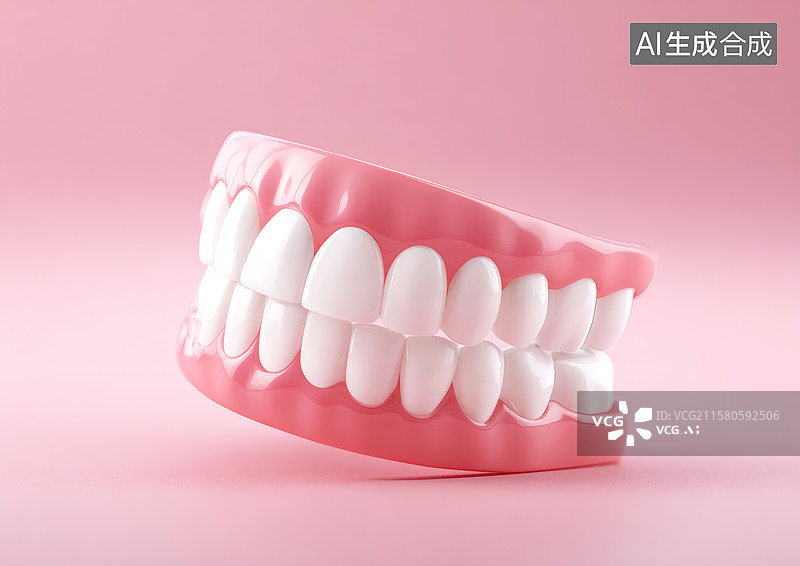 【AI数字艺术】干净的3D卡通假牙图片素材
