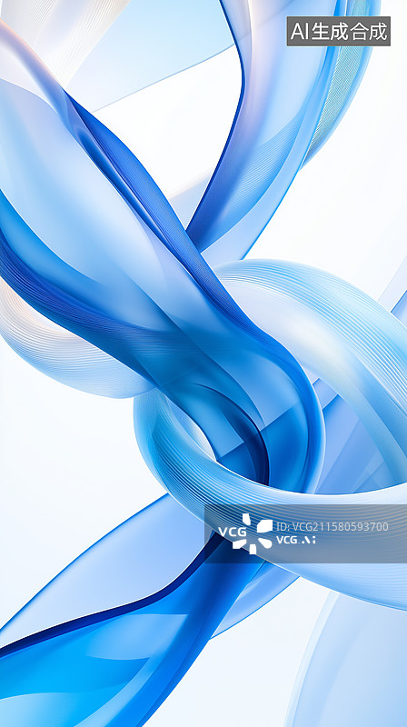 【AI数字艺术】蓝色丝带交错背景图片素材