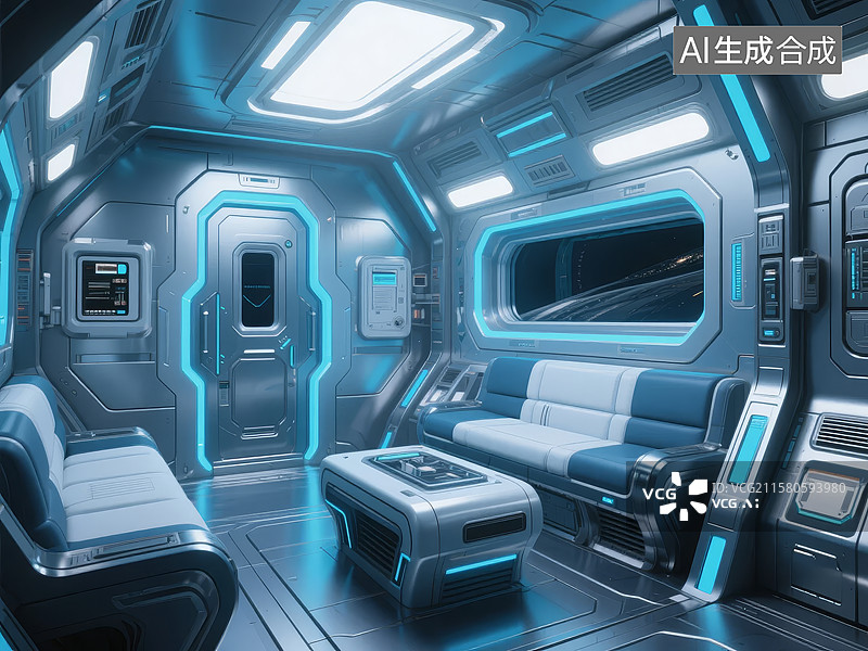 【AI数字艺术】未来科技舱室内部设计图片素材