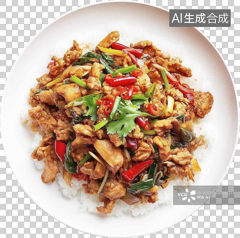 【AI数字艺术】一盘小炒鸡肉盖饭图片素材