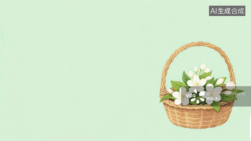 【AI数字艺术】手绘风格茉莉花茶图片素材