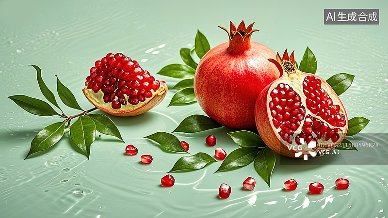 【AI数字艺术】掰开的红石榴图片素材