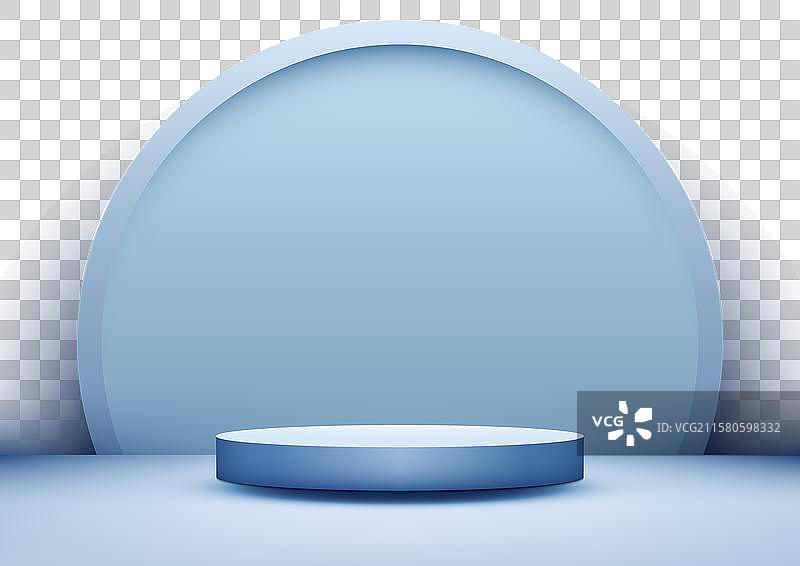 极简主义的蓝色三维讲台舞台，带有圆形设计图片素材