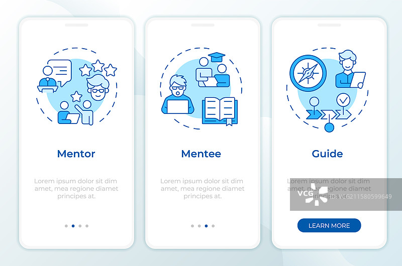 导师与学员关系 蓝色入职培训 移动设备图片素材
