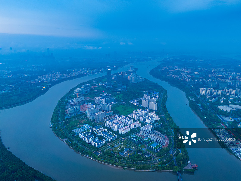 广州大学城生物岛航拍图片素材