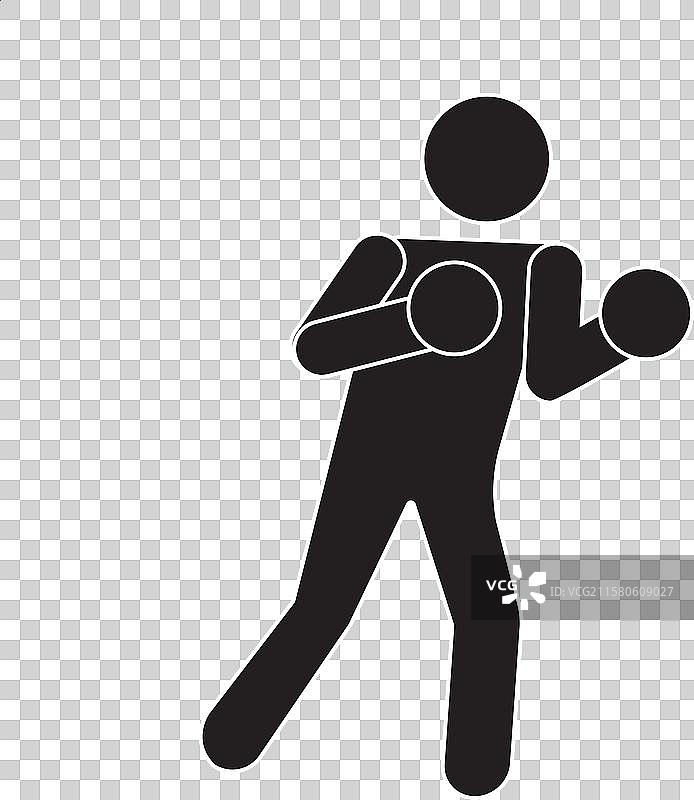 拳击图标人物战斗姿势符号黑色图片素材