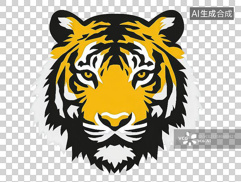 【AI数字艺术】3D渲染免抠图形元素老虎头图片素材