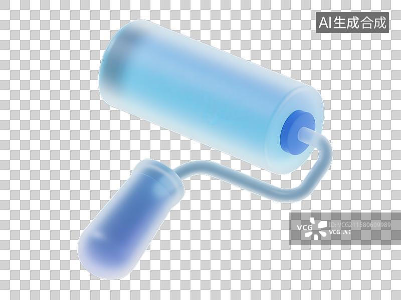 【AI数字艺术】3D渲染免抠图形元素蓝白色磨砂质感上色刷子滚筒刷图片素材