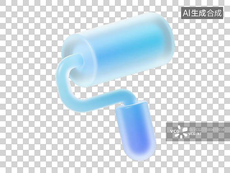 【AI数字艺术】3D渲染免抠图形元素蓝白色磨砂质感上色刷子滚筒刷图片素材
