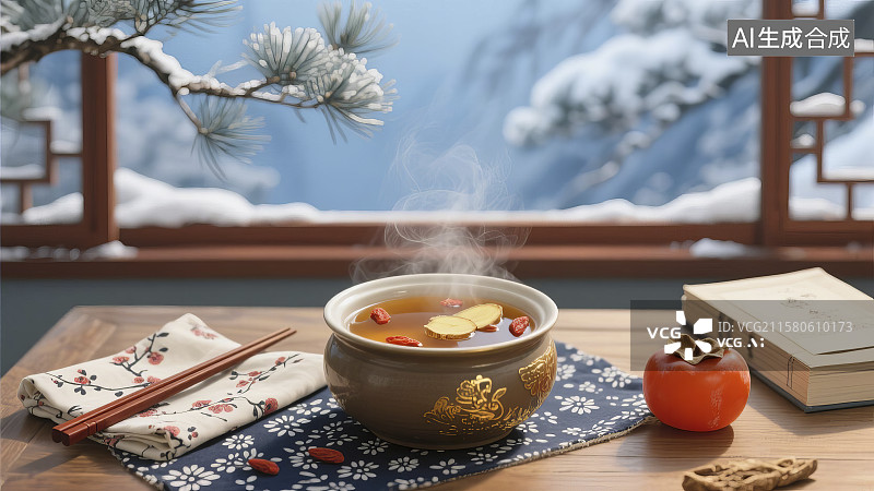 【AI数字艺术】冬日暖阳养生汤图片素材