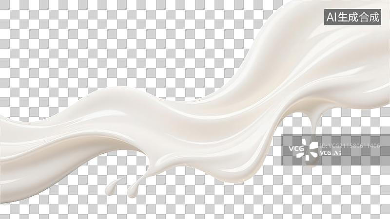 【AI数字艺术】3D渲染免抠图形元素手绘牛奶丝滑喷溅或酸奶奶或牛奶奶油状液体融化形状图片素材