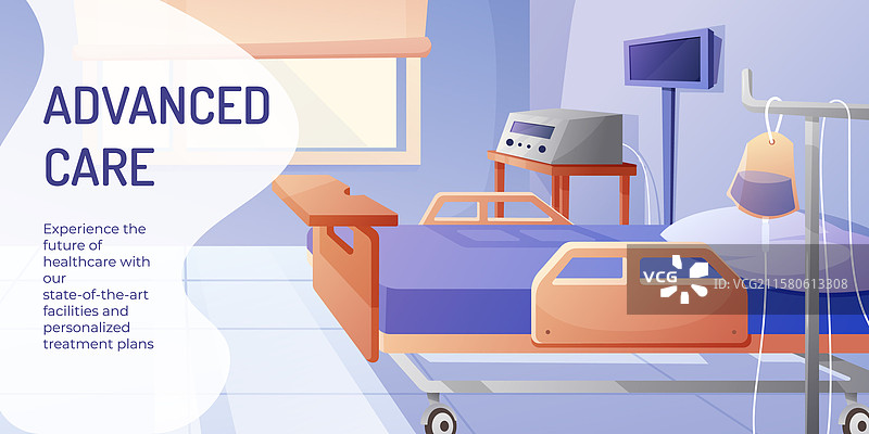 医院病房内部，配有病床图片素材