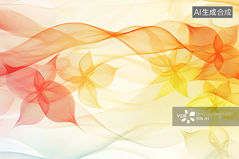 【AI数字艺术】梦幻飘带花朵插画背景图片素材