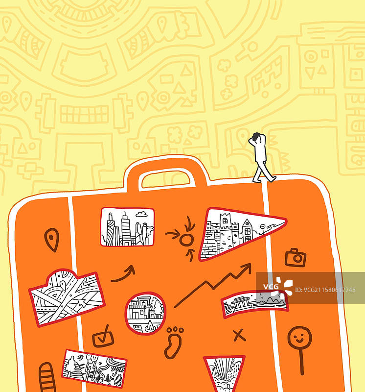 带着好心情和行李箱旅游图片素材