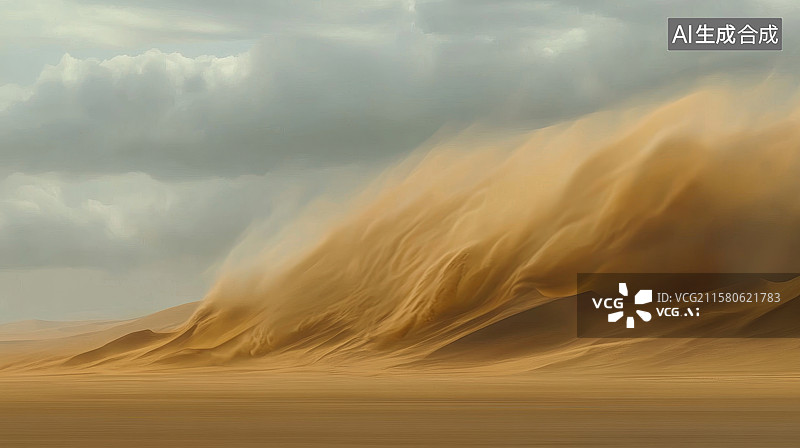 【AI数字艺术】沙尘暴席卷沙漠图片素材