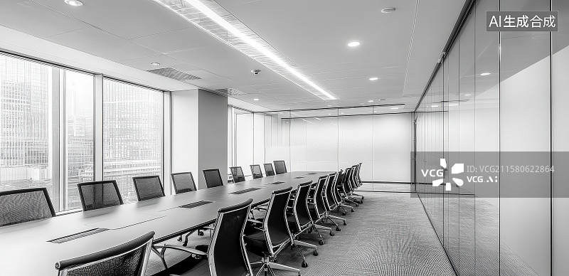 【AI数字艺术】公司办公室区域空间内部会议室图片素材