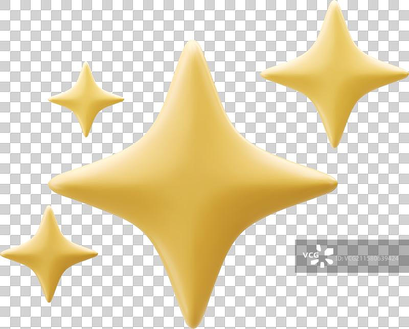 3D金色闪光星星套装合集图片素材