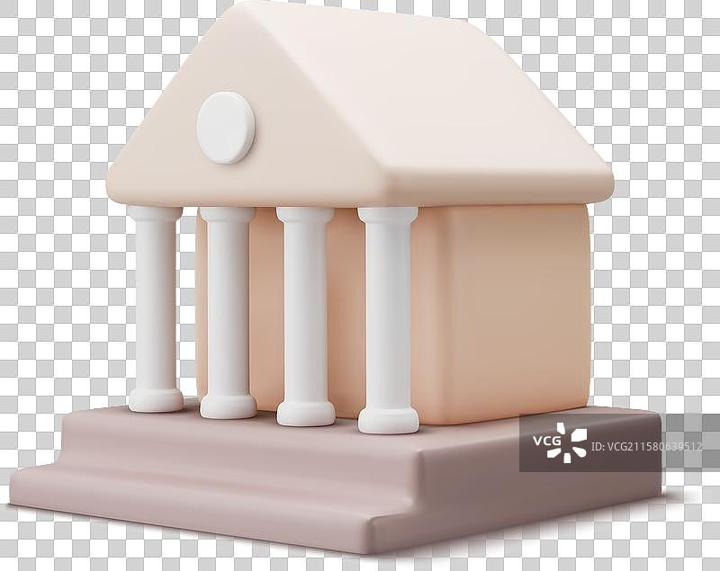 带柱子的3D法庭建筑前景图片素材