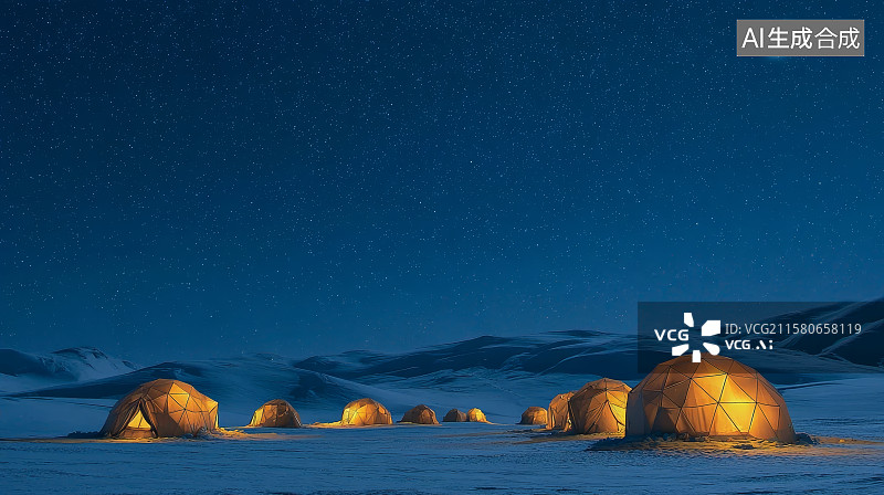 【AI数字艺术】星空下的沙漠营地图片素材