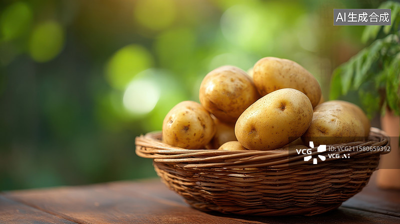 【AI数字艺术】篮子里的新鲜土豆图片素材