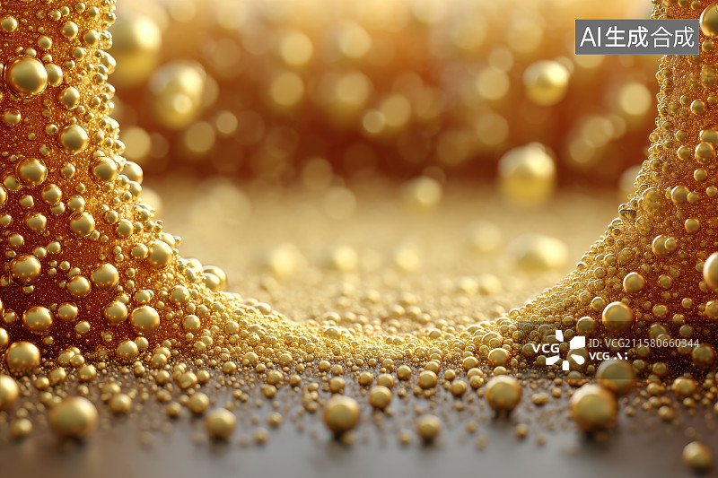 【AI数字艺术】金色泡沫涌动的艺术场景图片素材