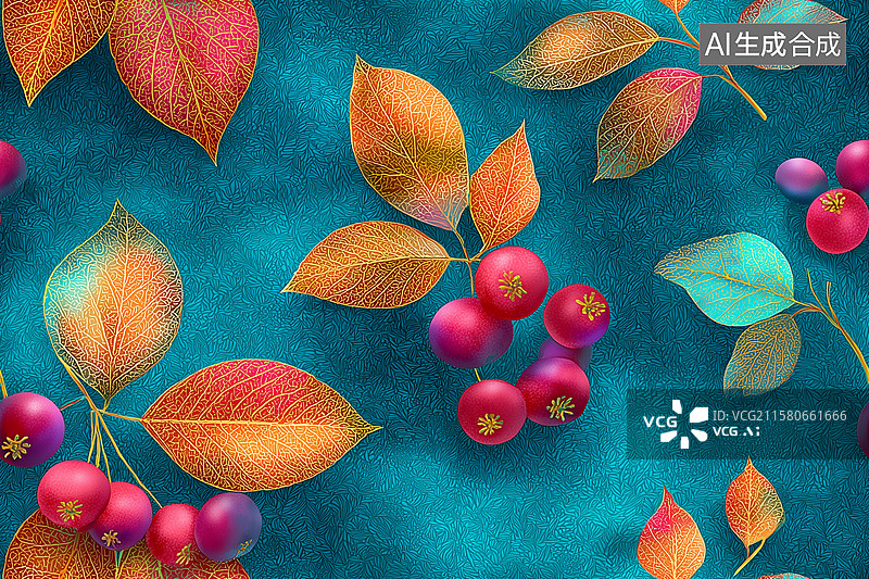 【AI数字艺术】无患子插画无缝背景图案图片素材