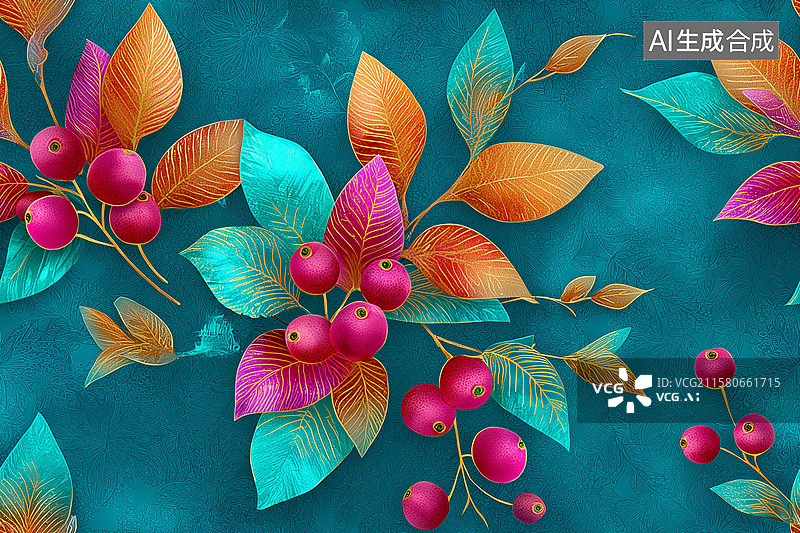 【AI数字艺术】无患子插画无缝背景图案图片素材