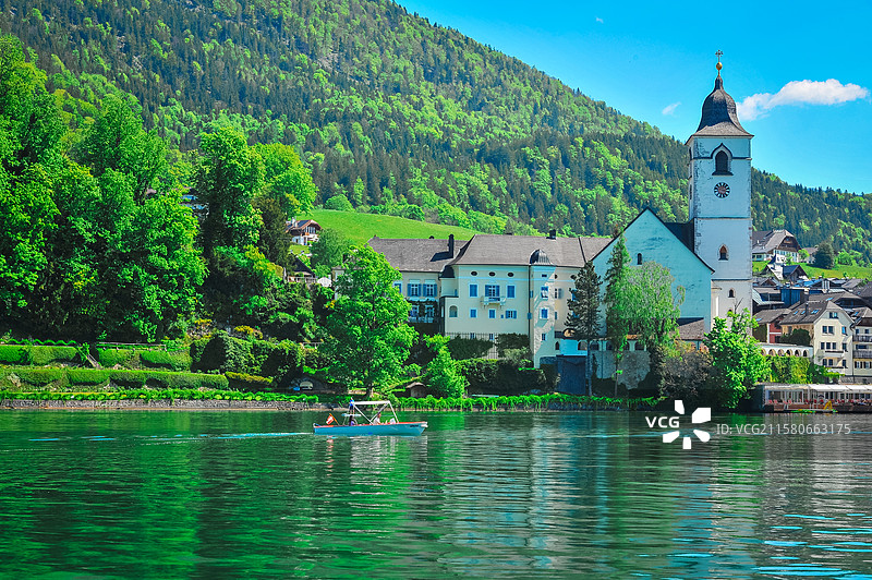 世界自然遗产地——圣沃夫冈湖区风光图片素材