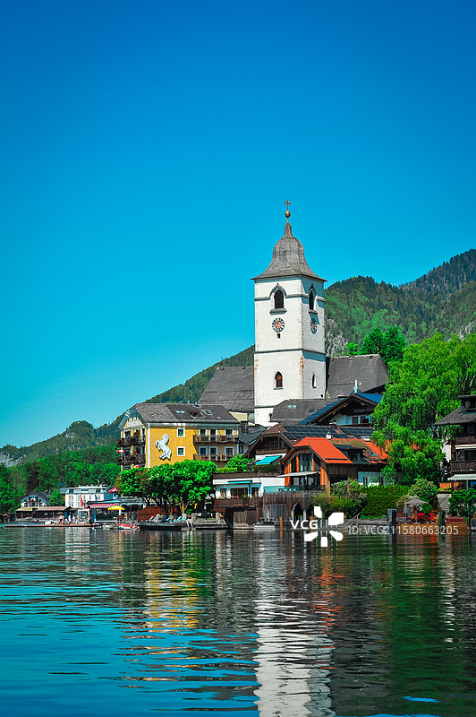 世界自然遗产地——圣沃夫冈湖区风光图片素材