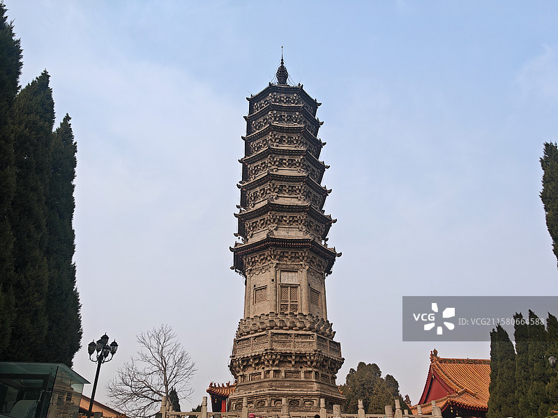 全国重点文物保护单位河北赵县柏林寺塔全景图片素材