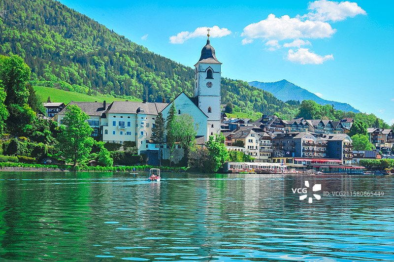 世界自然遗产地——圣沃夫冈湖区风光图片素材